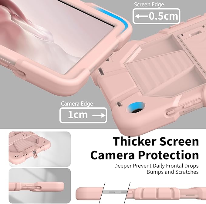 JKSML Case for Samsung Galaxy Tab A9+ / A9 Plus 11 inch 2023 Military Grade Drop Protection Cover with Built-in Kickstand &amp Shoulder Strap for Tab A9+ Tablet (SM-X210/X216/X218) Rose Gold