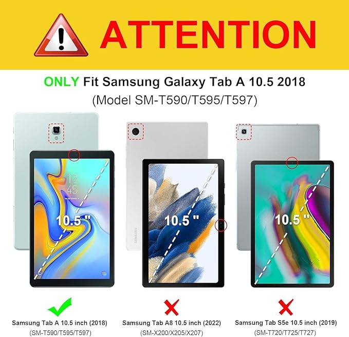 Rugged Case for Samsung Galaxy Tab A 10.5 2018 (SM-T590/T595/T597) Portable Hybrid Shock-Proof Cover with 360° Rotatable Hook&ampLoop HandleShoulder Strap (Black)