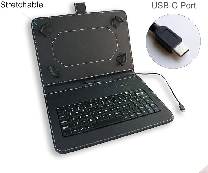 10 inch Tablet Case 9.7-11 inch Tablet Cover with QWERTY External Keyboard USB C Port Compatible with Samsung Galaxy Tab A8 A7 Fire HD Googee U10 Blackview Nokia T20 Tab M10