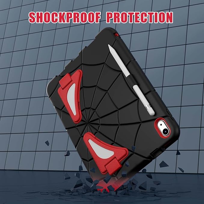 Compatible with Apple iPad 10th 2022 Tablet CaseLightweight Shockproof Rugged Protective Cover with Kickstand for Kids Children Boys Babies Black Red