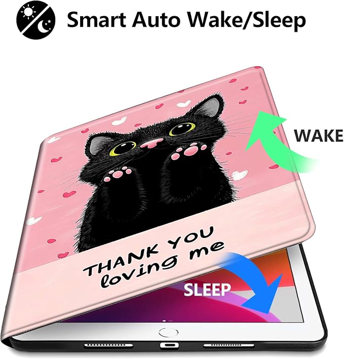 Cute Black Cat Pink Paws Heart