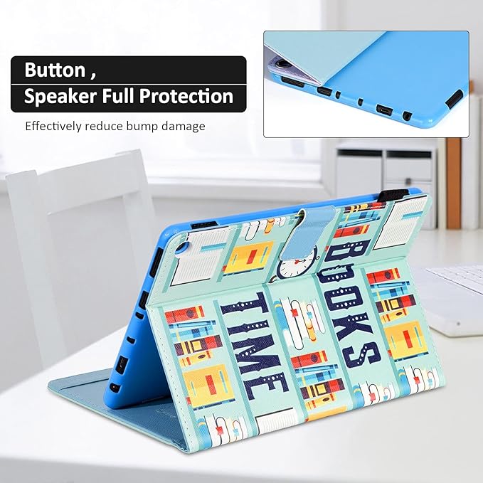 Dteck Case for All-New Fire HD 10 &amp HD 10 Plus Tablet (2021 Release 11th Generation) - Multi-Angle Folio Stand Premium Embossed Leather Protective Smart Cover with Auto Wake Sleep Books