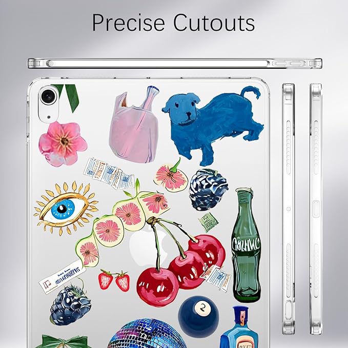 for iPad (A16) 11th Gen 2025 11/10th Gen 2022 10.9Cute Cherry Berries Crystal Clear CaseSlim Lightweight Anti-Scratch Soft TPU Bumper Hard Acrylic Back Cover for Women