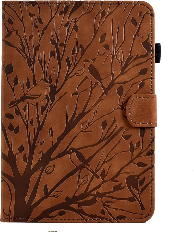 for Amazon Kindle Fire HD 8 &amp Fire HD 8 Plus Case (12th/10th Generation 2024/2022/2020) 8 UUcovers Embossed Magneic Smart Cover with Stand/Pencil Holder [Auto Sleep/Wake] Brown Lucky Tree