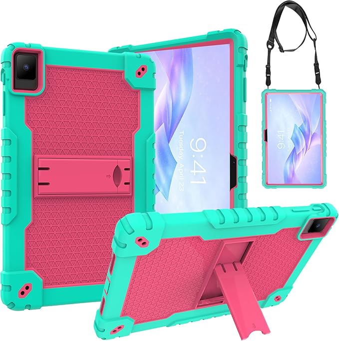 for TCL TAB 10 NXTPAPER 5G 10.4 Inch Tablet case Hybrid Shockproof Silicone Gel Protective Cover with Kickstand for TCL TAB 10 NXTPAPER 5G 10.4 Inch 2025 (9199S) (Green/Pink)