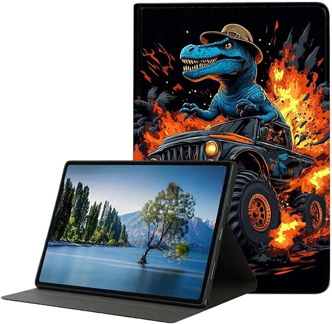 Case for iPad 9th/8th/7th Generation (2021/2020/2019) 10.2-inchSlim PU Leather Cover Adjustable Stand Auto Wake/SleepDinosaur in Monster Truck