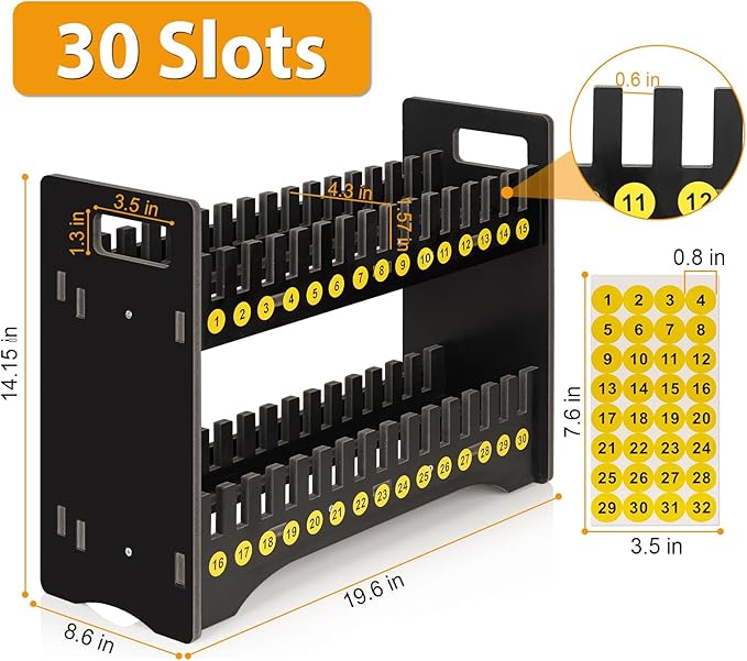 Cell Phone Holder Classroom Cell Phone Storage 2-Tier Multiple Cell Phone Stand Rack with 1-30 Number Stickers PVC Board Mobile Phone Holder Desktop Organizer for Classroom (Black 30 Slots)