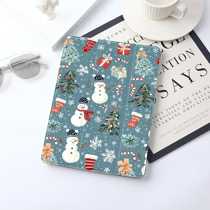 JOYLAND White Pad Case for iPad Air 4/Air 5 (2022/2020) 10.9 with Pencil Holder-Auto Wake/SleepCute Christmas Pattern Anti-Scratch Shockproof Premium Folio Stand Case for iPad Air 11 inch (2024)