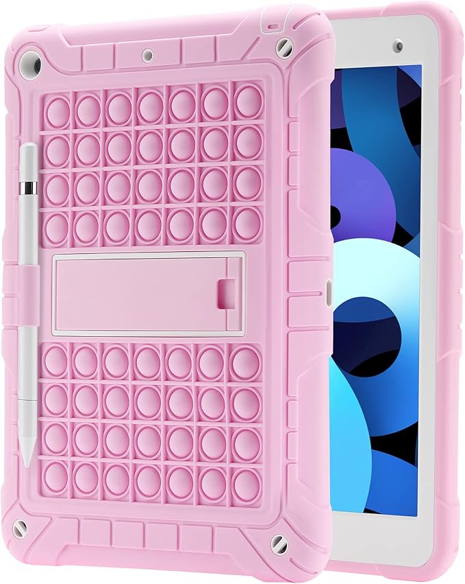 XZC iPad 9th/8th/7th Generation Case (iPad 10.2 Case 2021/2020/2019) Shockproof Drop Protection iPad Cover with Pencil Holder Kickstand Shoulder Strap (Pink)