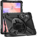 ProCase Rugged Case for Galaxy Tab S10 Lite 2025/S10 FE/S9 FE/S9/S8/S7 11 - with S Pen Holder Heavy Duty Shockproof Cover with Hand Strap 360 Degree Rotatable Kickstand Protective -Black