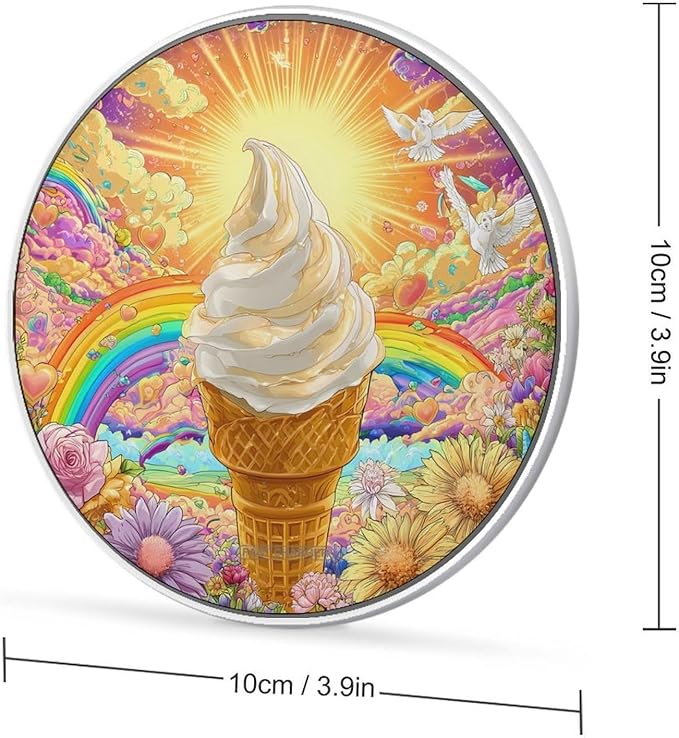 Graffiti Ice Cream Cone Pop Fast Portable Charger 10W Funny Graphic Phone Charging Pad with USB Cable