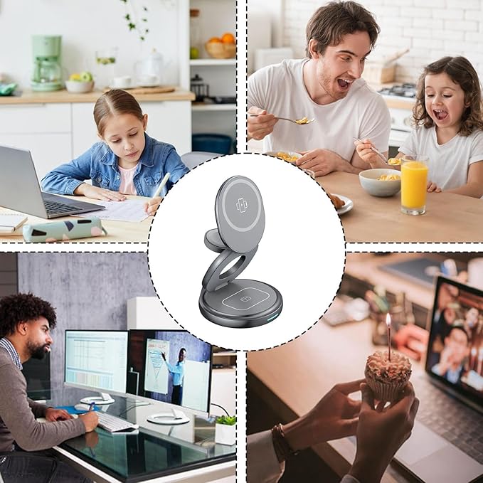Magnetic Phone Charger - Charging Tool With 360 Degree Rotation - Travel Stand For Charging | For All Devices Watches Headphones Home Indoor Travel Family