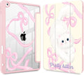 for iPad 9th Generation with Pencil Holder iPad 8th/7th Gen Case 10.2-inch [Built in Pencil Holder] Trifold Stand Auto Wake/Sleep Clear TPU Protection Back Cover Ribbon Bow Kitten