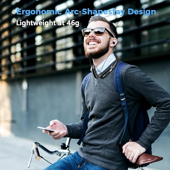Neckband Bluetooth Headphones Bluetooth 5.4 Wireless Headphone with Retractable EarbudCVC8.0 Noise Cancelling 16Hrs Playtime Around The Neck Headphones Stereo Headset for Music Conference Videos