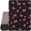 JOYLAND Cute Funny Bow Heart Pattern Case for iPad Mini 7th(A17 Pro) 2024 / Mini 6th Generation 8.3 2021Pencil Holder &amp Clear Transparent Back &amp Trifold Smart Pad White Cover Scratchproof Ca