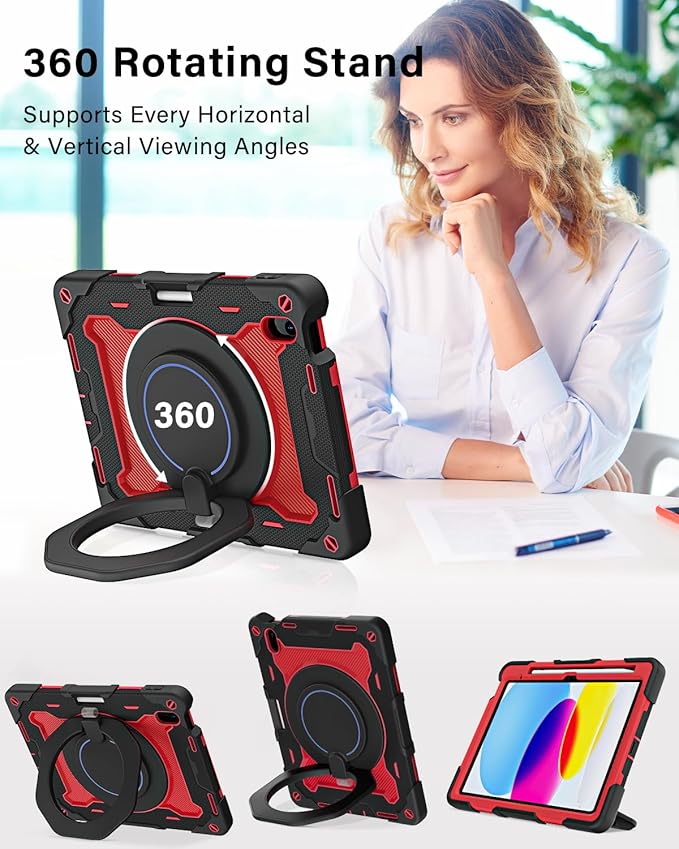 ROISKIN Case for iPad A16 11th Generation 11 Inch 2025 iPad 10th Generation Case 10.9 for Kids with Screen Protector360 Kickstand &amp HandlePen HolderShoulder StrapHeavy Duty Drop Protection