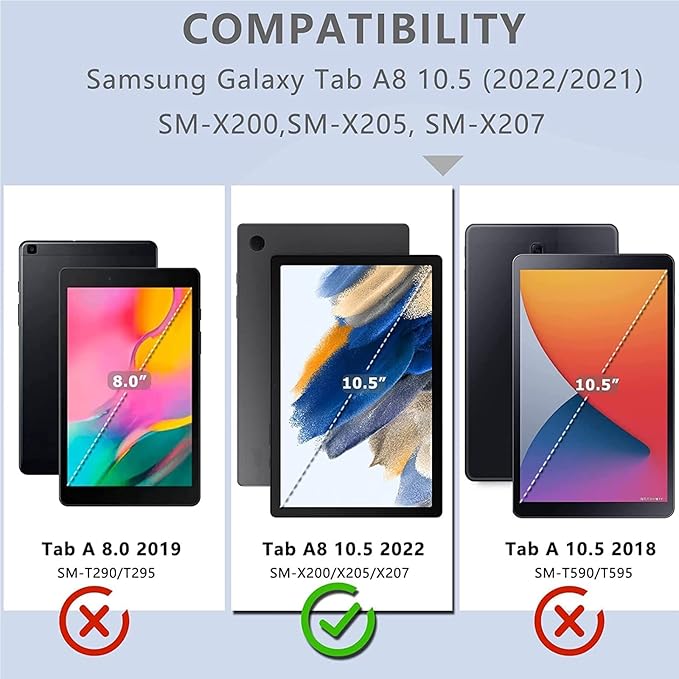 DETUOSI Case for Samsung Galaxy Tab A8 10.5 inch 2022 Galaxy Tab A8 Shockproof Case with 360°Rotatable Stand &amp Shoulder Strap Heavy Duty Case for SM-X200/X205/X207 Camouflage Blue