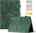 Case for Amazon Kindle Fire HD 8 &amp Fire HD 8 Plus (12th/10th Gen 2024/2022/2020) 8 with Stand/Pencil Holder [Auto Sleep/Wake] UUcovers Embossed Magneic Smart Folio Cover Green Butterfly