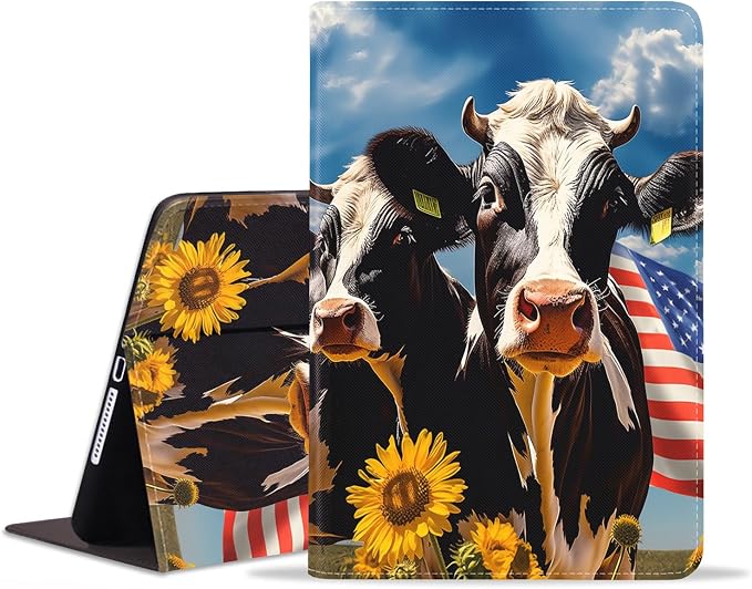 American Flag Cow and Sunflower