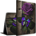 Galaxy Tab A 10.1 2019 CaseSM-T510/T515 CaseLightweight PU Leather Folio Adjustable Stand with Auto Wake/Sleep Smart Cover for Samsung Galaxy Tab A 10.1 Inch 2019 - Purple Rose &amp Butterfly