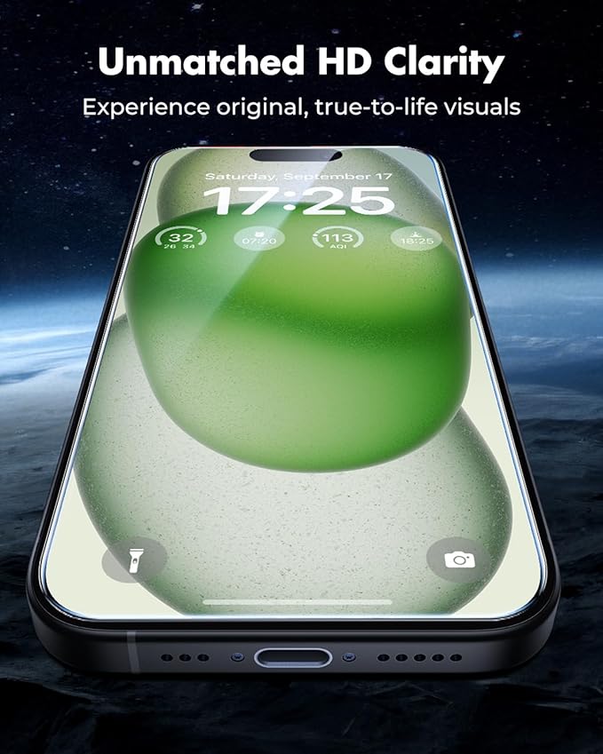 UNBREAKcable iPhone 15 Plus Screen Protector 3-Pack 3 Tempered Glass + 3 Camera Lens Protectors 9H Hardness HD Clarity Anti-Fingerprint Case Friendly 6.7 Inch