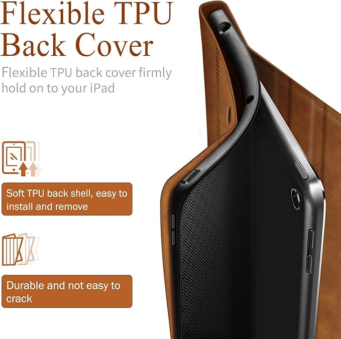 Antbox Case for iPad 9th Generation (2021) iPad 8th/7th Generation with Pencil Holder Auto Sleep/Wake Function PU Leather Smart Cover for iPad 10.2'' (Brown)