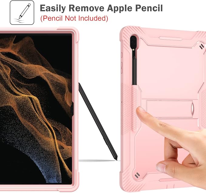 Protective Case Compatible with Samsung Galaxy Tab S9 Ultra 14.6 Inch 2023 Case with Built-in Stand Rugged Hybrid Shockproof Protective CoverCompatible with Samsung Galaxy Tab S9 Ultra(Rose Gold)