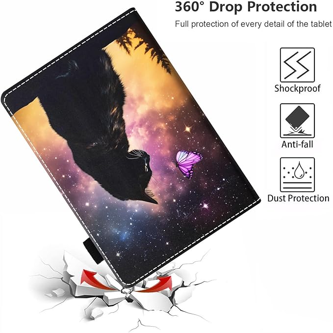 Case for All-New Amazon Kindle Fire HD 10 &amp 10 Plus Tablet 10.1 (13th/11th Generation 2023/2021 Release) Slim PU Leather Stand Cover with Card Slot &amp Auto Wake/Sleep Cat and Butterfly