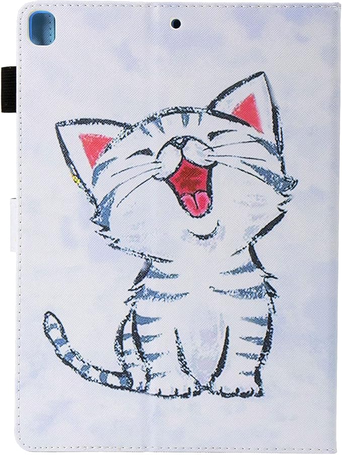 Kindle Fire HD 10 Tablet Case 9th and 7th Generation with Pencil Cards Holder UUcovers Smart Folio Stand Synthetic Leather Cover [Auto Wake/Sleep] for Amazon Fire HD 10.1 Inch 2019/2017 Cute Cat