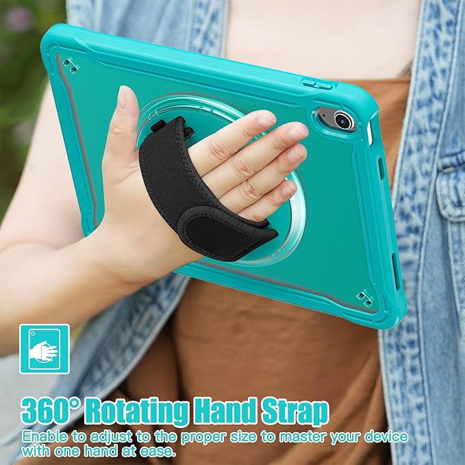 Case for iPad (A16) 11th/10th Generation 2025/2022 11/10.9 inch Rugged Shockproof Protective Cover with Screen Protector 360° Rotating Hand Strap&ampStand Pencil Holder Blue