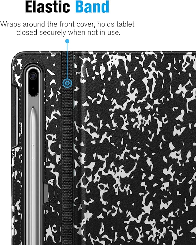 Fintie Case for Samsung Galaxy Tab S8 Plus 2022/S7 FE 2021/S7 Plus 2020 12.4 Inch with S Pen Holder Multi-Angle Viewing Cover with Pocket Auto Wake/Sleep Composition Book
