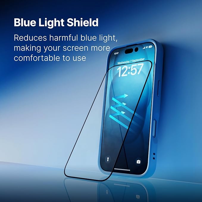 RhinoShield Screen Protector Compatible with iPhone 17/17 Pro / 16 Pro | Impact Protector PRO - Ultra-clear Impact and Scratch Resistant Anti-blue Light Installation Tool Included - Transparent