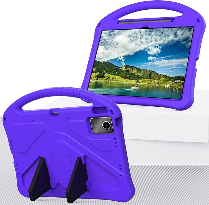 Compatible with Lenovo Idea Tab Plus 12.1 Inch 2025 TB-365FC Case for Kids - Durable Lightweight EVA Shockproof Protective Handle Stand Cover (Purple)
