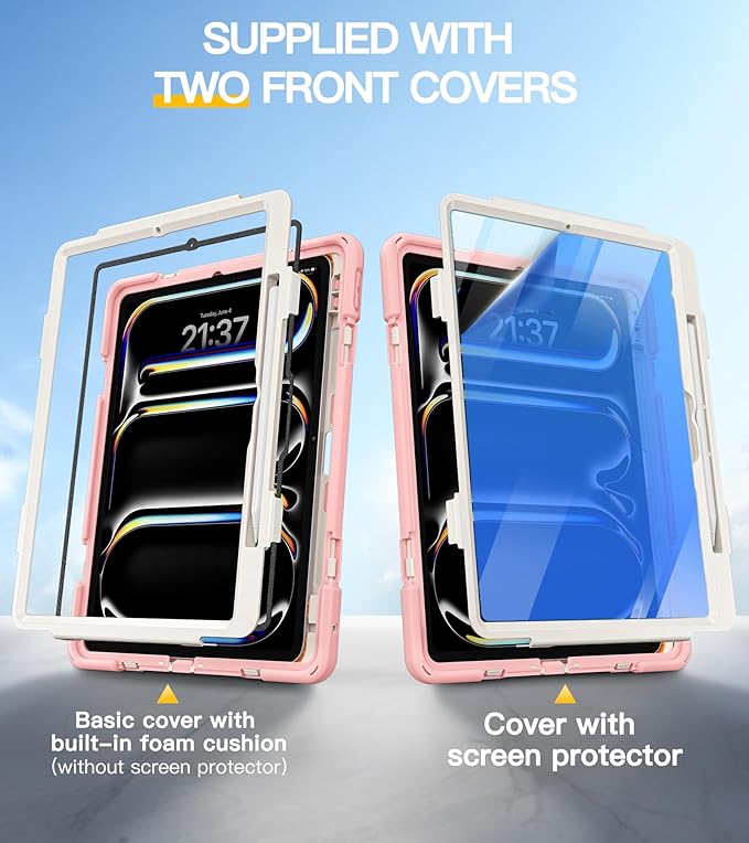 BRAECN for iPad Pro 13 inch Case M5 2025 &amp M4 2024 Heavy Duty Shockproof Protective with Pencil Holder Screen Protector 360°Rotating Stand Handle &amp Shoulder Strap Full Body Cover Kids Friendly