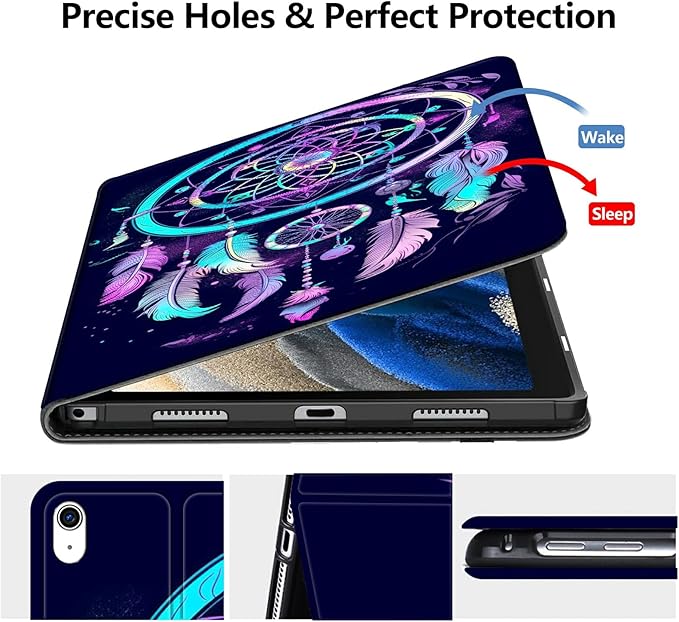 DIGTIALLL Case for iPad A16 11th Generation 11 inch 2025 / i10th Generation 10.9 Inch 2022 PU Leather Smart Premium Stand Protective Cover with Auto Sleep/WakeRainbow Dream Catcher