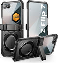 SUPCASE for Samsung Galaxy Z Flip 7 Case with Stand &amp Front Screen Protector (Unicorn Beetle Grip) [Support MagSafe] [Hinge Protection] Full Body Military-Grade Translucent Back Phone Cover Blac