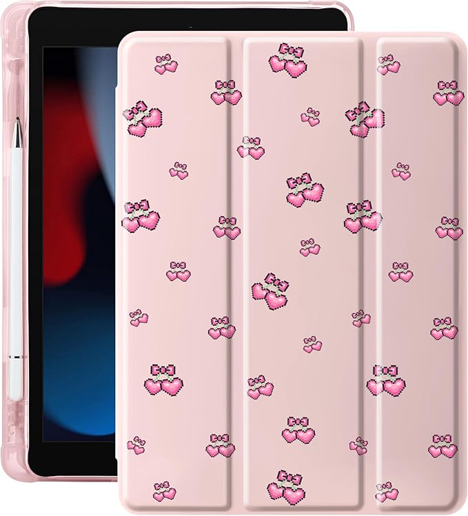 Idocolors Case for iPad 11 inch (A16 Chip) 2025 Generation 11th / iPad 10.9 inch 2022 10th Gen Built-in Pencil Holder with Soft TPU Shockproof Back Shell Auto Wake/Sleep Cherry-Pink