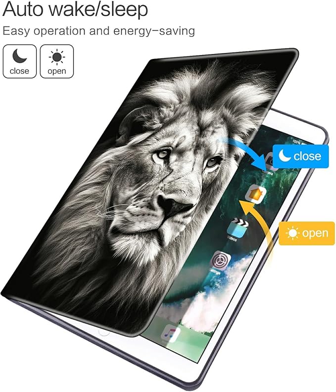 for Kindle Fire HD 8 &amp Fire HD 8 Plus Tablet (12th/ 10th Generation 2024/2022/2020 Release) Case with Pen Holder &amp Auto Wake/Sleepd Shockproof Stand Protective CoverLion