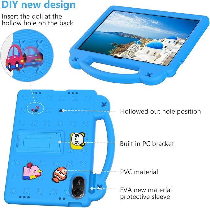 Compatible with Xiaomi Redmi Pad 2 2025 11 inch Tablet Case Kids Friendly Universal Lightweight Shockproof Protective Case with Shoulder Strap &amp Stand Handle Sky Blue