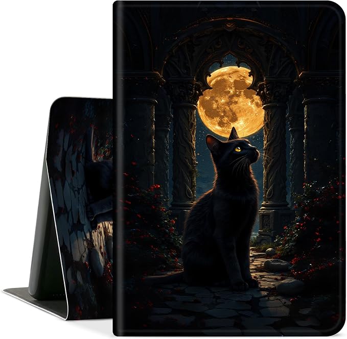 Golden moon and black cat