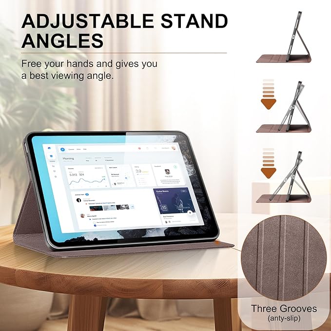 Genuine Leather Case for iPad 11th Gen 11 (2025/A16) &amp 10th Gen 10.9 (2022) | Slim Protective Cover with Adjustable Stand Auto Wake/Sleep Premium Leather | Dark Brown