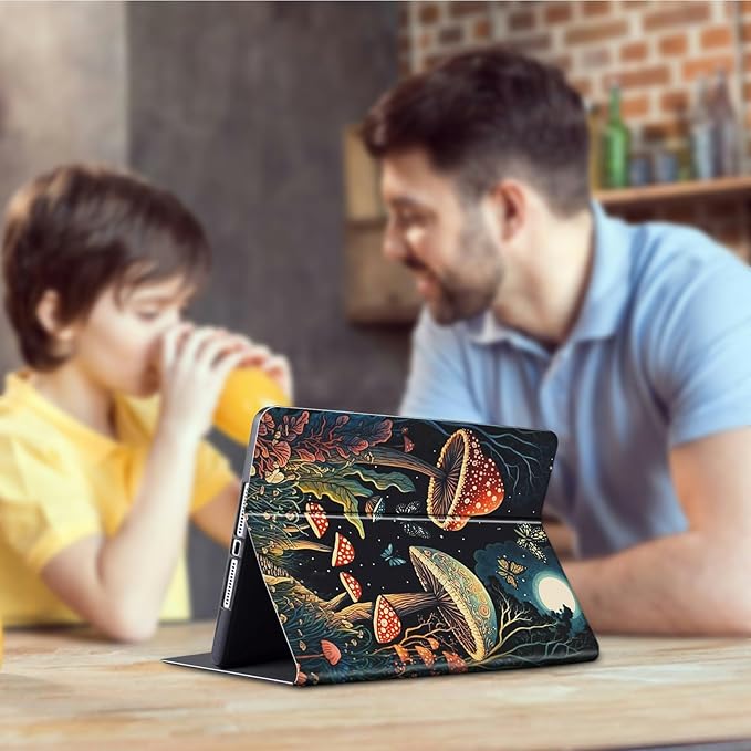 Case for All-New Kindle Paperwhite 12th Generation 7 inch 2024 &amp Kindle Colorsoft Signature Edition 2024 Lightweight Protective Smart Stand Cover with Auto Wake Sleep - Mushroom Butterflies Moon
