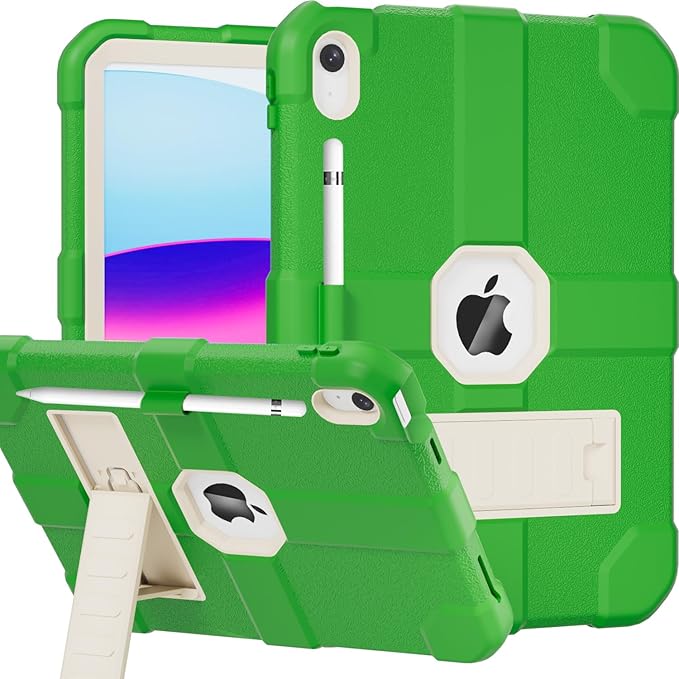 Case for iPad (A16) 11th Generation 11 Inch 2025 / iPad 10th Generation 10.9 Inch 2022 Rugged Heavy Duty Protective Cover [Built-in Pencil Holder ] for iPad 11/10 Gen (DarkGreen)