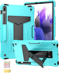 for Samsung Galaxy Tab S7 FE 5G/S8 Plus/S7 Plus Case 12.4 Heavy Duty Protective Rugged Stand Shockproof kickstand Hybrid Cover for Galaxy Tab S7 FE 2021/S8+ 2022/S7+ 2020 Mint Green &amp Black