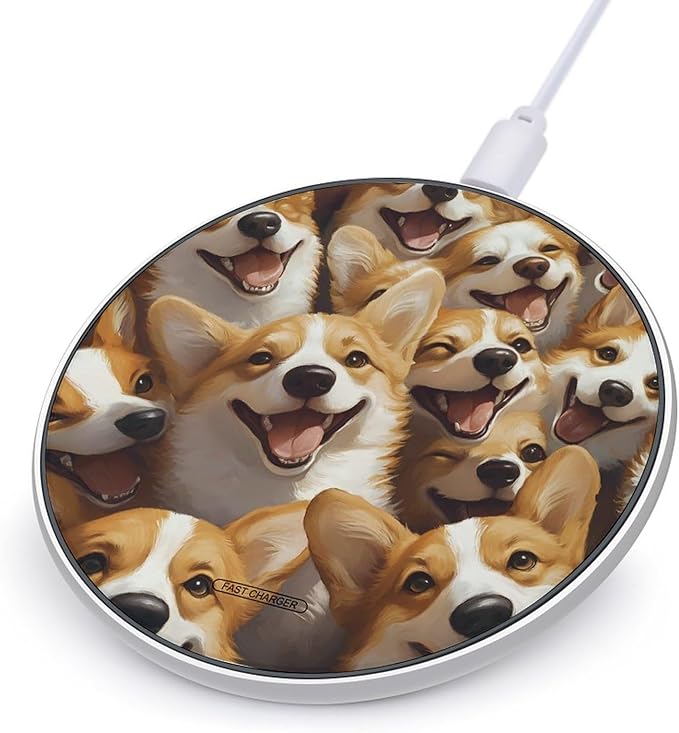Cute Corgis Wireless Charger Anti-Slip Wireless Charging Pad Slim Charger Mat for Men Women