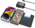 Wireless Charging Pad ZealSound Ultra-Slim Triple Charger Station for Multiple 3 Devices &amp New Airpods Ultra Slim PU Leather Wireless Charging Mat W/AC Adapter for Smartphone Phone (Black)