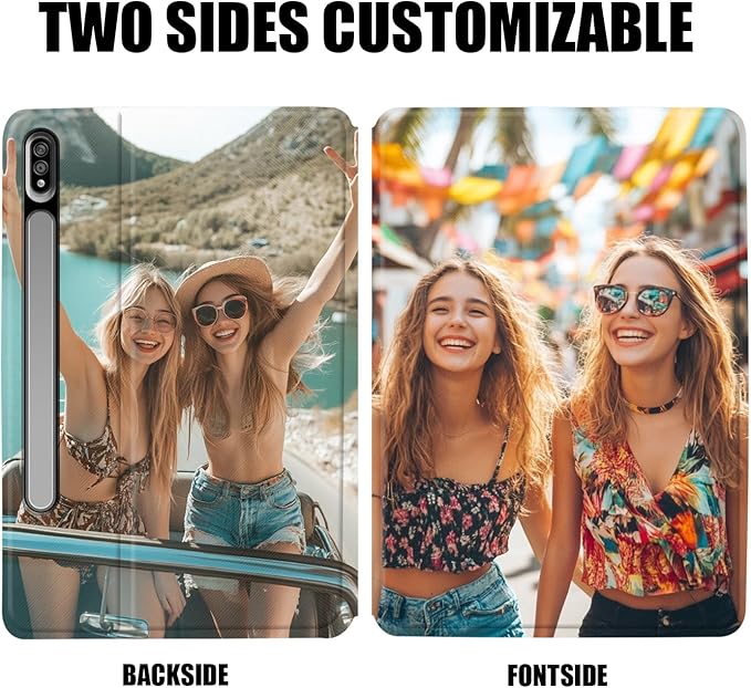 Custom Photo Personalized Flip Case for Samsung Galaxy Tab S8+/S8 Plus 12.4 inch(2022)Model Code: SM-X800/X806 Samsung Galaxy Tablet Customized Picture Text Leather Stand Cover Protective Case