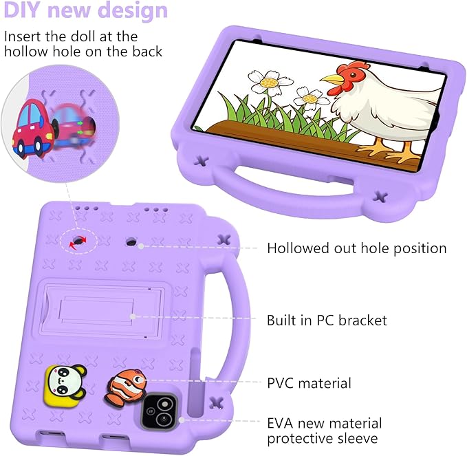 Compatible with Alldocube iplay 60 mini pro 2024 8.4 inch/iplay 60 mini2 2024 8.4 inch Tablet Case Shockproof Protective Case with Shoulder Strap &amp Stand Handle Light Purple