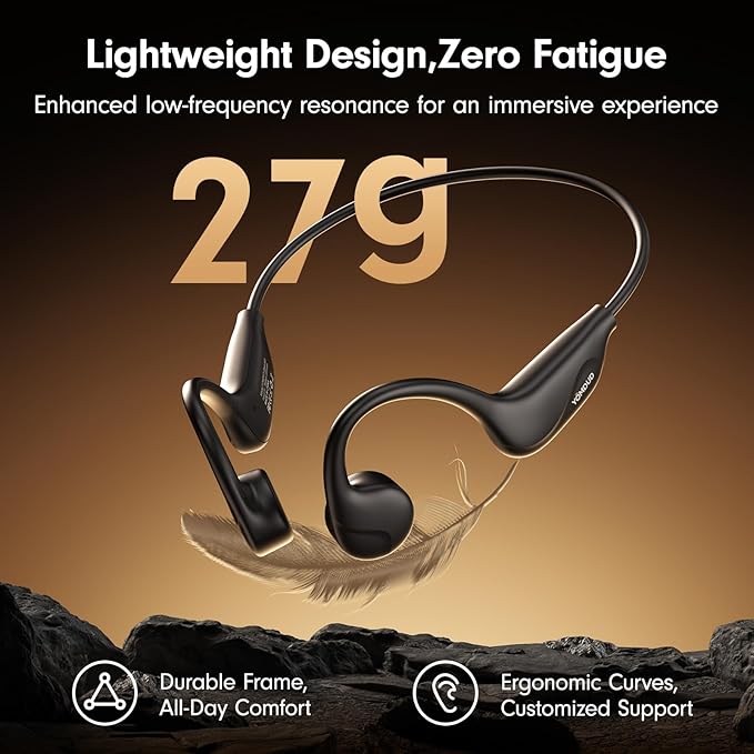Bone Conduction HeadphonesOpen Ear Headphones Bluetooth 5.4 with Mic10H PlaytimeBone Conduction Earbuds IPX5 WaterproofSports Headphonefor RunningGymHikingCycling