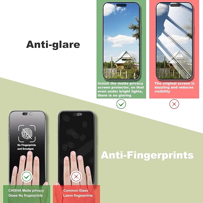 (2-Pack Matte Privacy Anti-Spy Screen Protector for iPhone 14 Pro Max/15 Plus/16 Plus (6.7-Inch)9H Tempered GlassAnti-GlareFull CoverageAnti-FingerprintAuto Dust RemovalBubble-Free